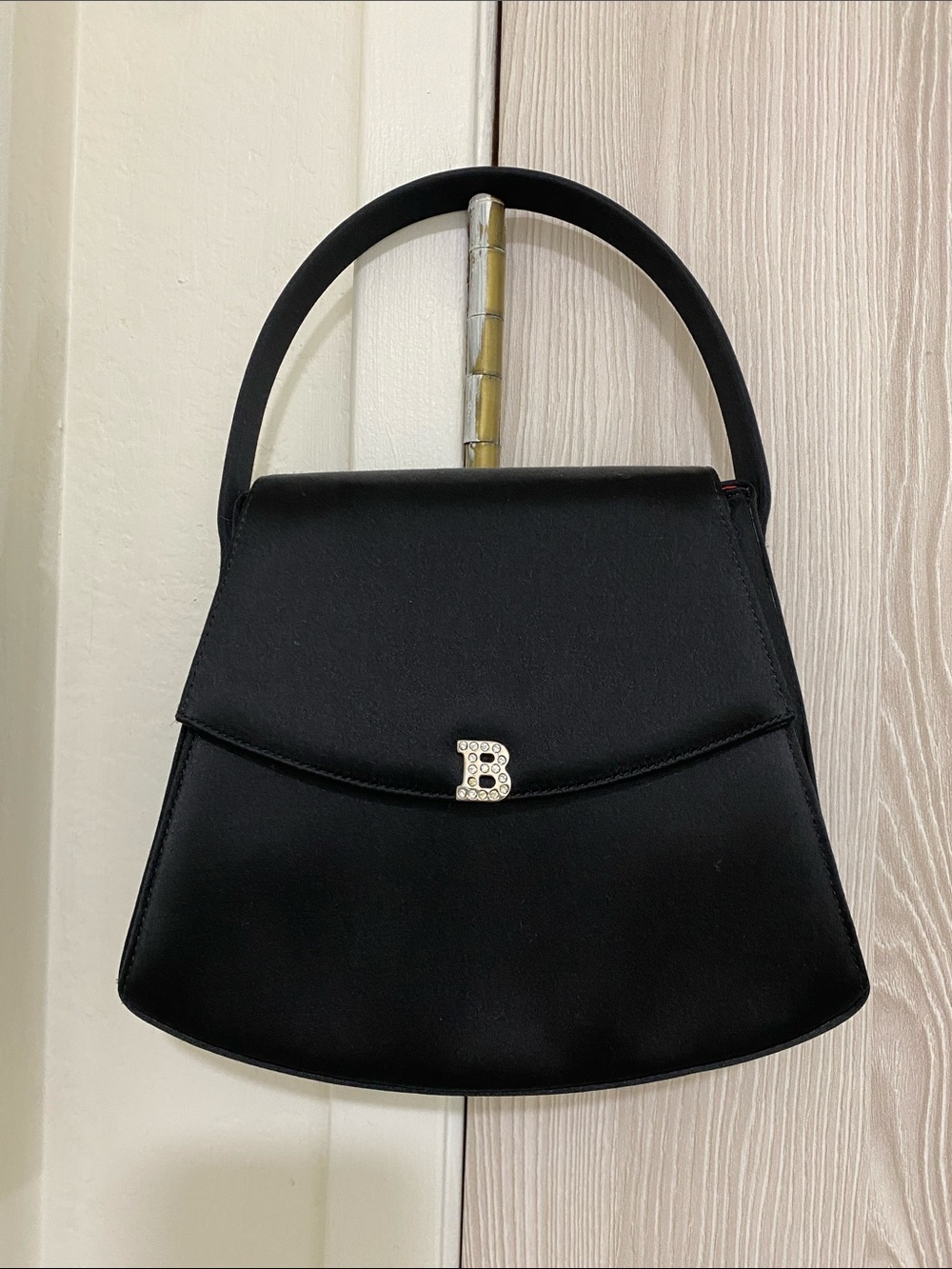 Bally Black Mini Top-Handle Bag with Crystal 'B' Charm